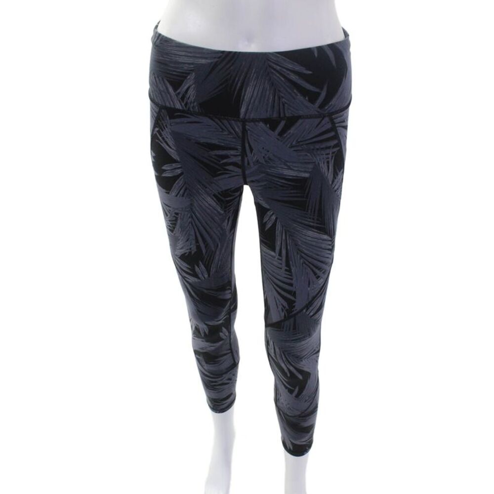 Sweaty Betty, Women Ankle Leggings Black Zip Tropical Size S